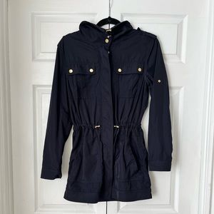 Michael Kors - Spring Jacket with Cinched Waist in Navy with Gold Toned Hardware